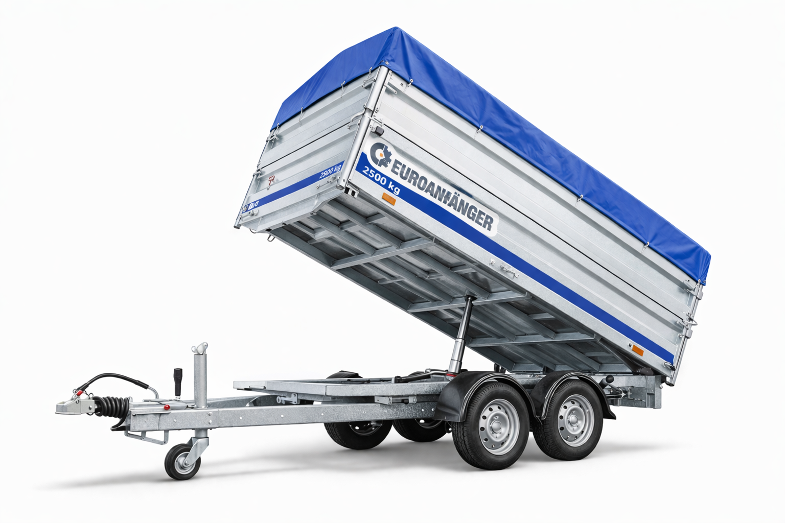 Kippanhänger 2500 kg EUROANHÄNGER – Doppelachse mit Hochplane und verstärkten Bordwänden